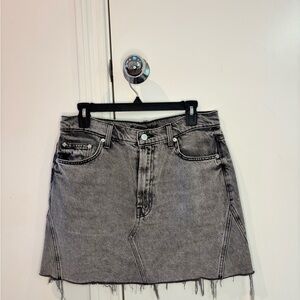MOTHER Faded Black Denim Jean Skirt